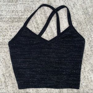 FOREVER 21 | Cropped black and glitter tank top with crisscross back straps